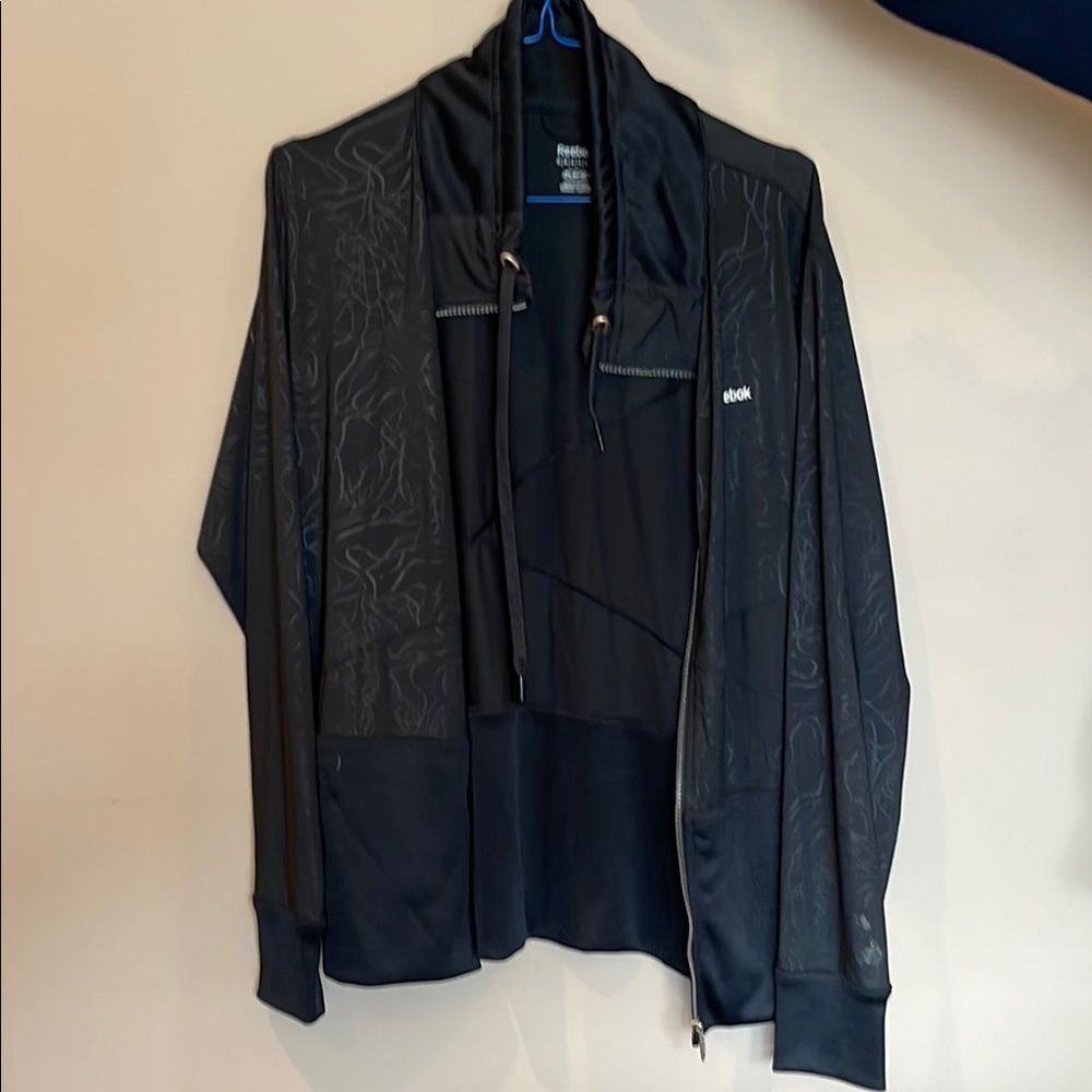 Reebok Black Windbreaker Jacket with High Collar